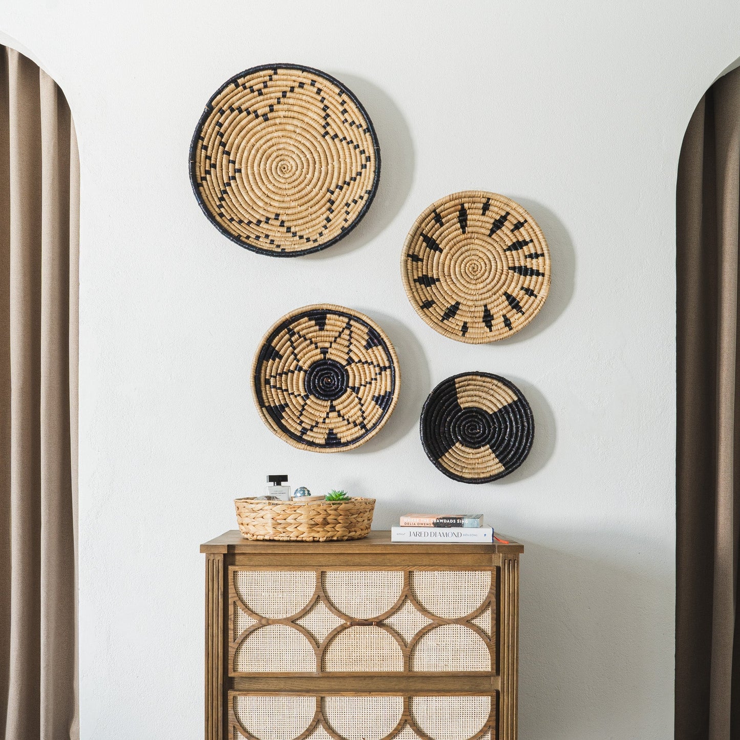 Intricate Natural Wall Basket Decor Set of 4