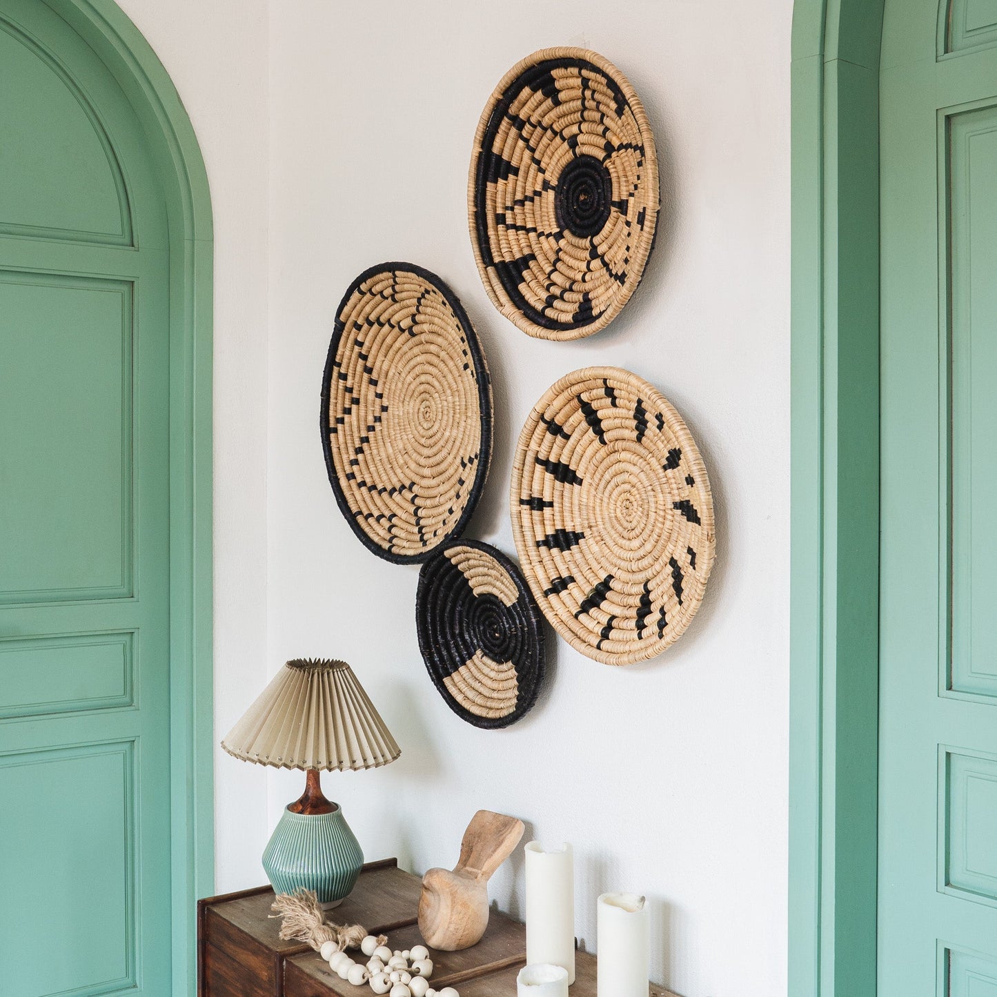Intricate Natural Wall Basket Decor Set of 4