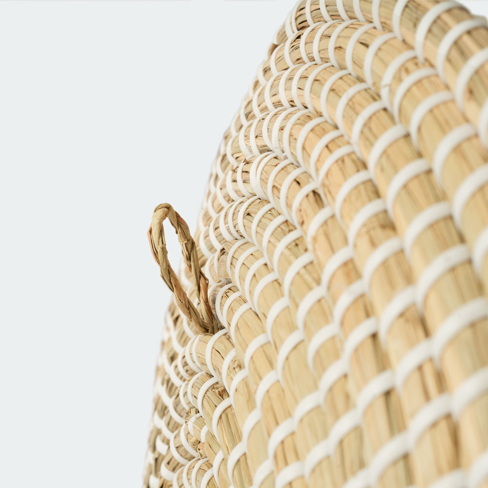 Minimalist Natural Woven Seagrass Wall Basket Decor, Extra Large Set