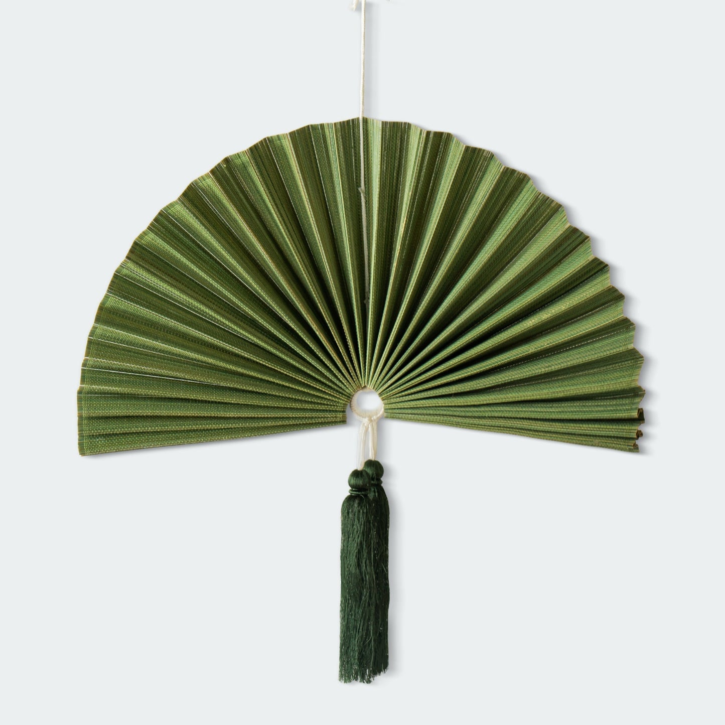Moss Green Bamboo Folding Fan Wall Decor