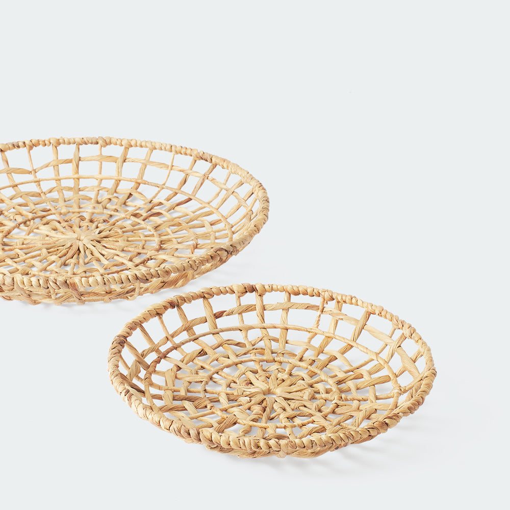 Set of 3 Large Open Weave Water Hyacinth Wall Decor