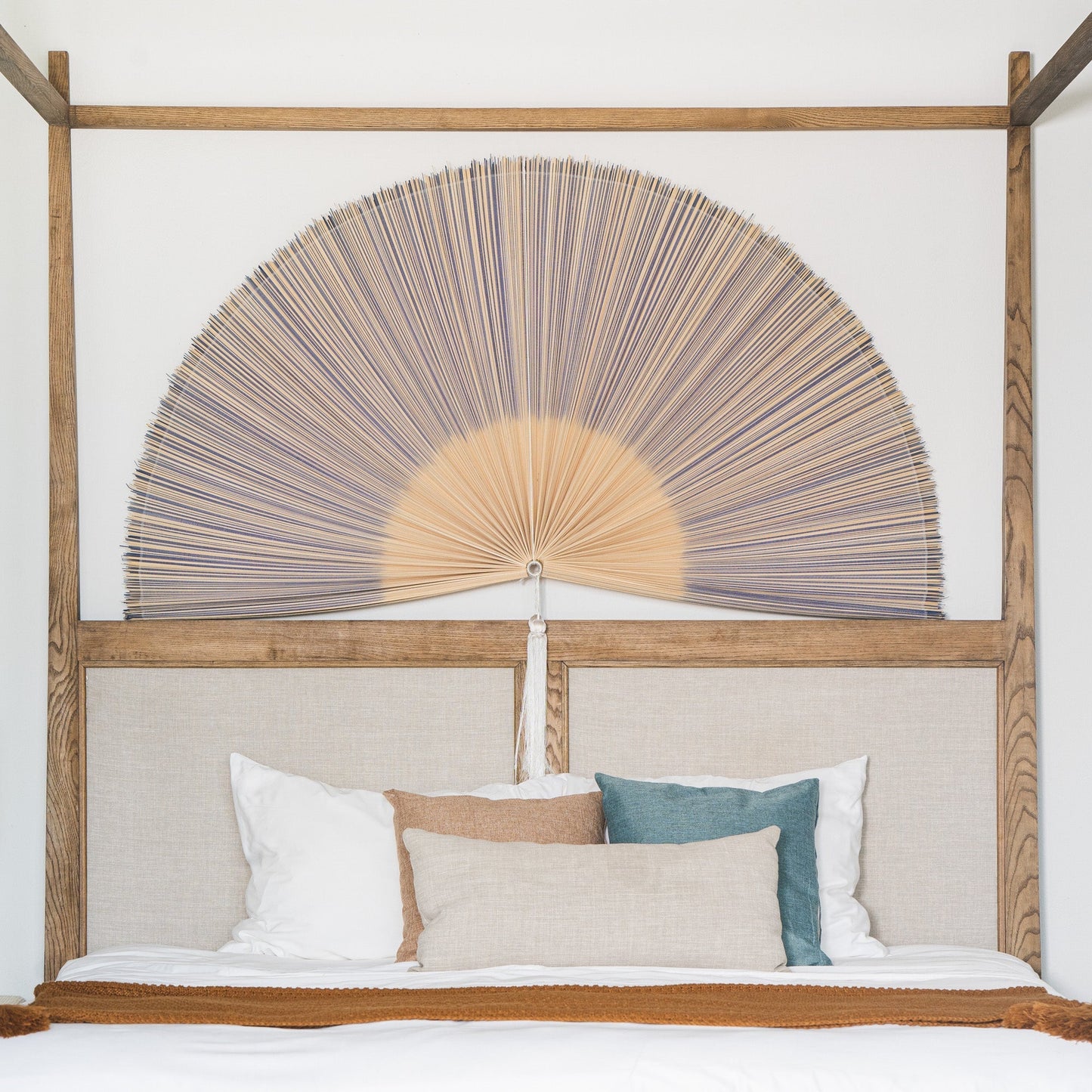 Purple Bamboo Folding Fan Wall Decor