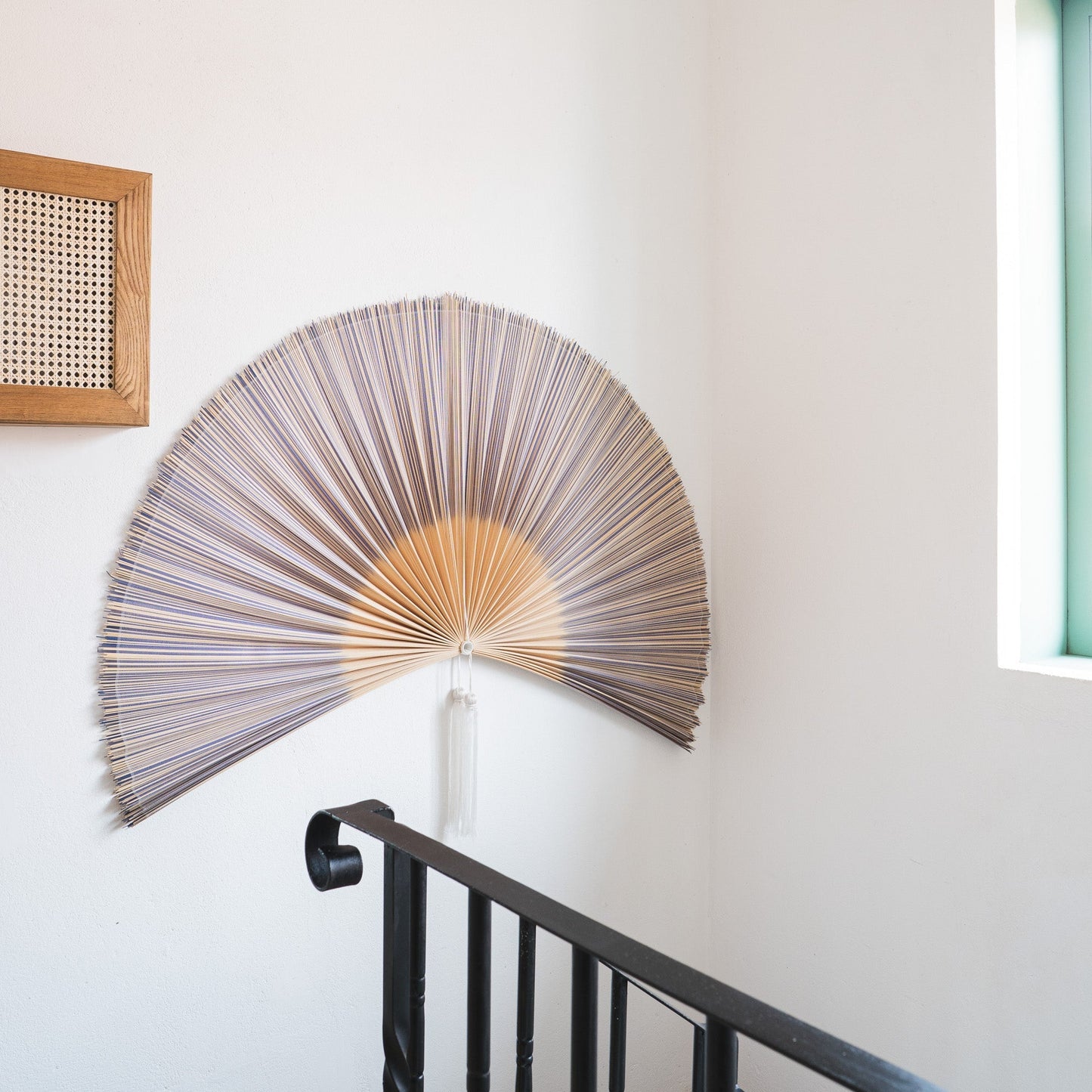 Purple Bamboo Folding Fan Wall Decor