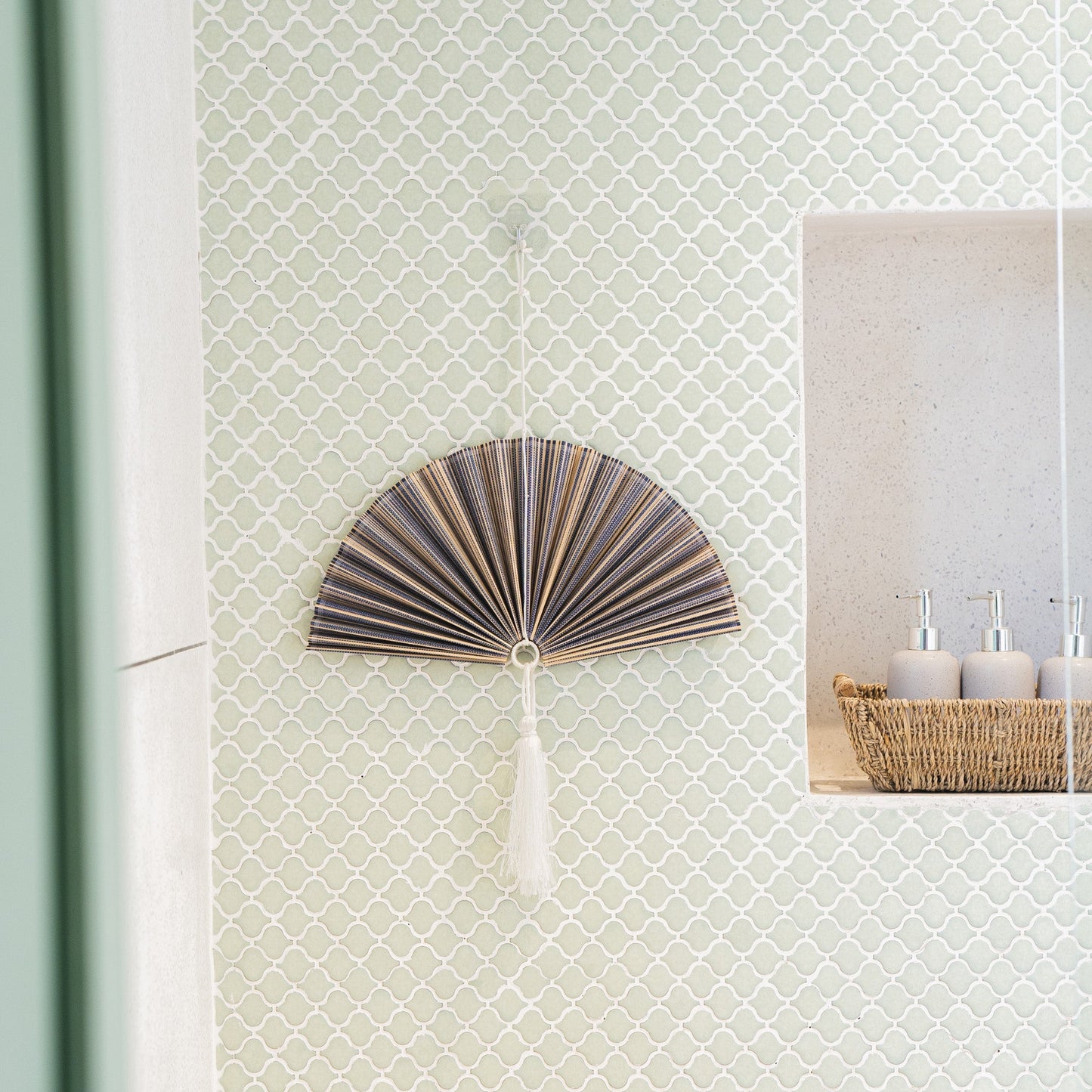 Purple Bamboo Folding Fan Wall Decor
