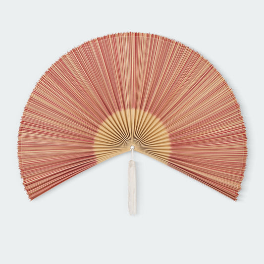 Red and Brown Bamboo Folding Fan Wall Decor