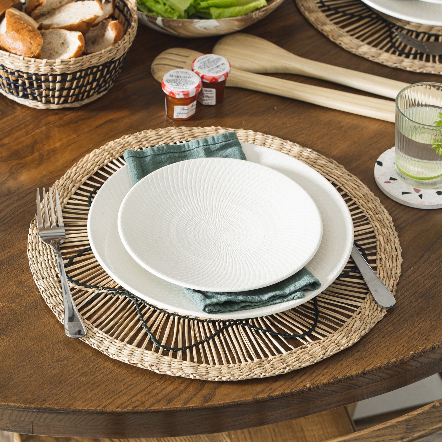 Black Sun Round Wicker Placemats Set of 6