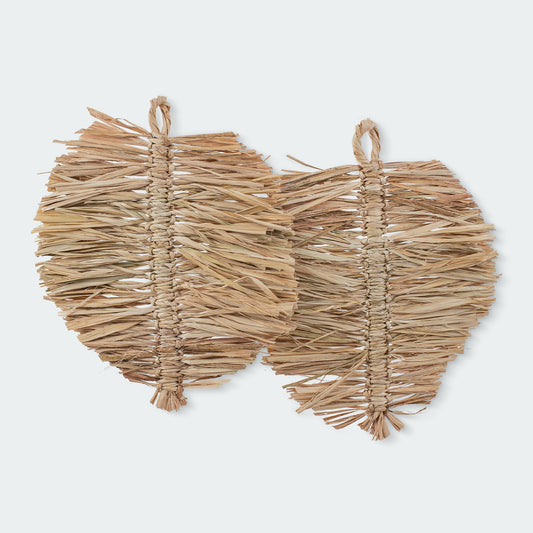 Seagrass Leaf-Shaped Wicker Wall Decor Set