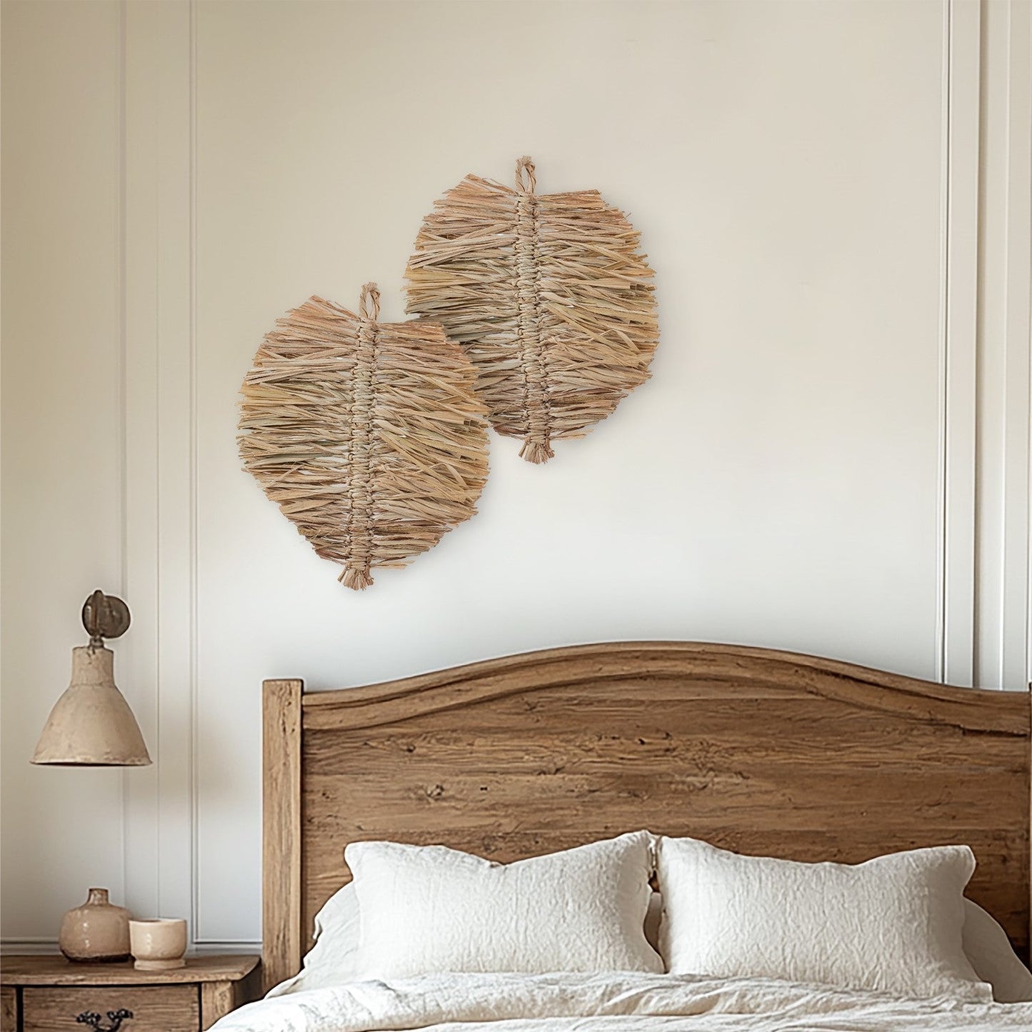 Seagrass Leaf-Shaped Wicker Wall Decor Set