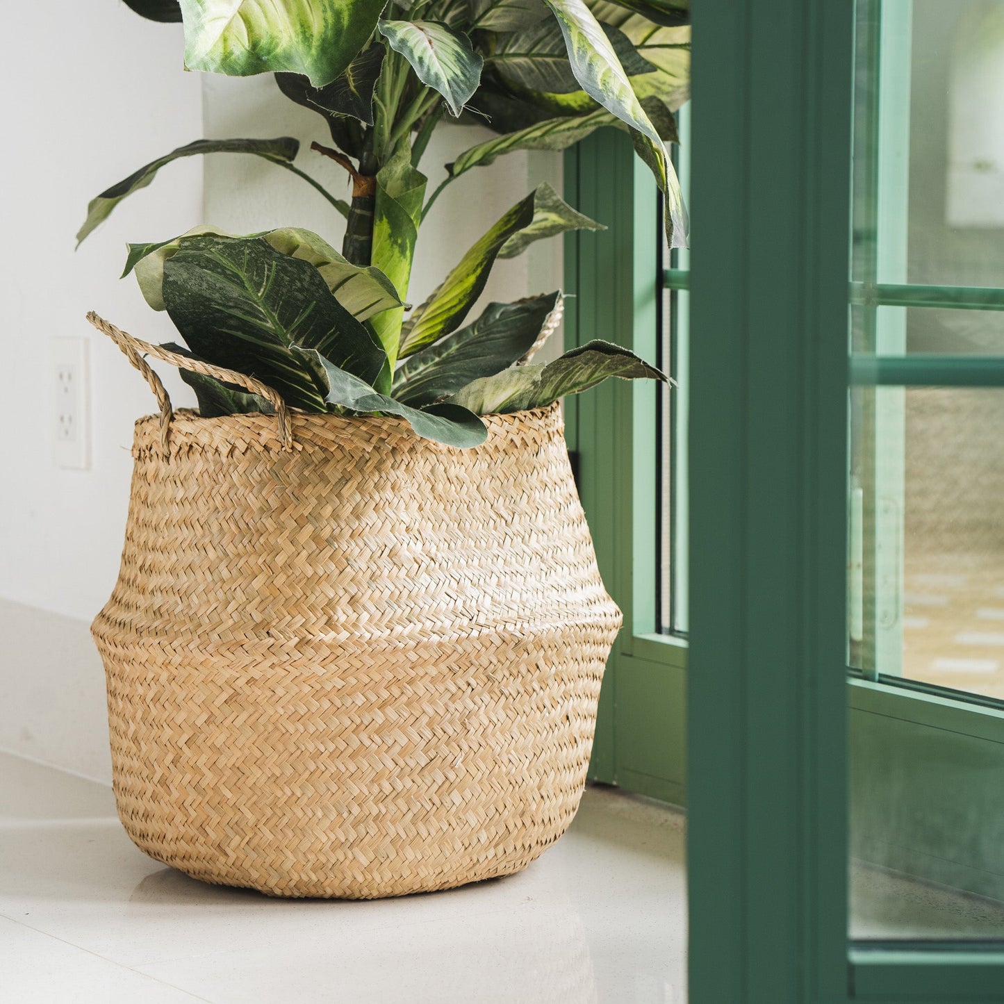Seagrass Wicker Planter Vase with Handles