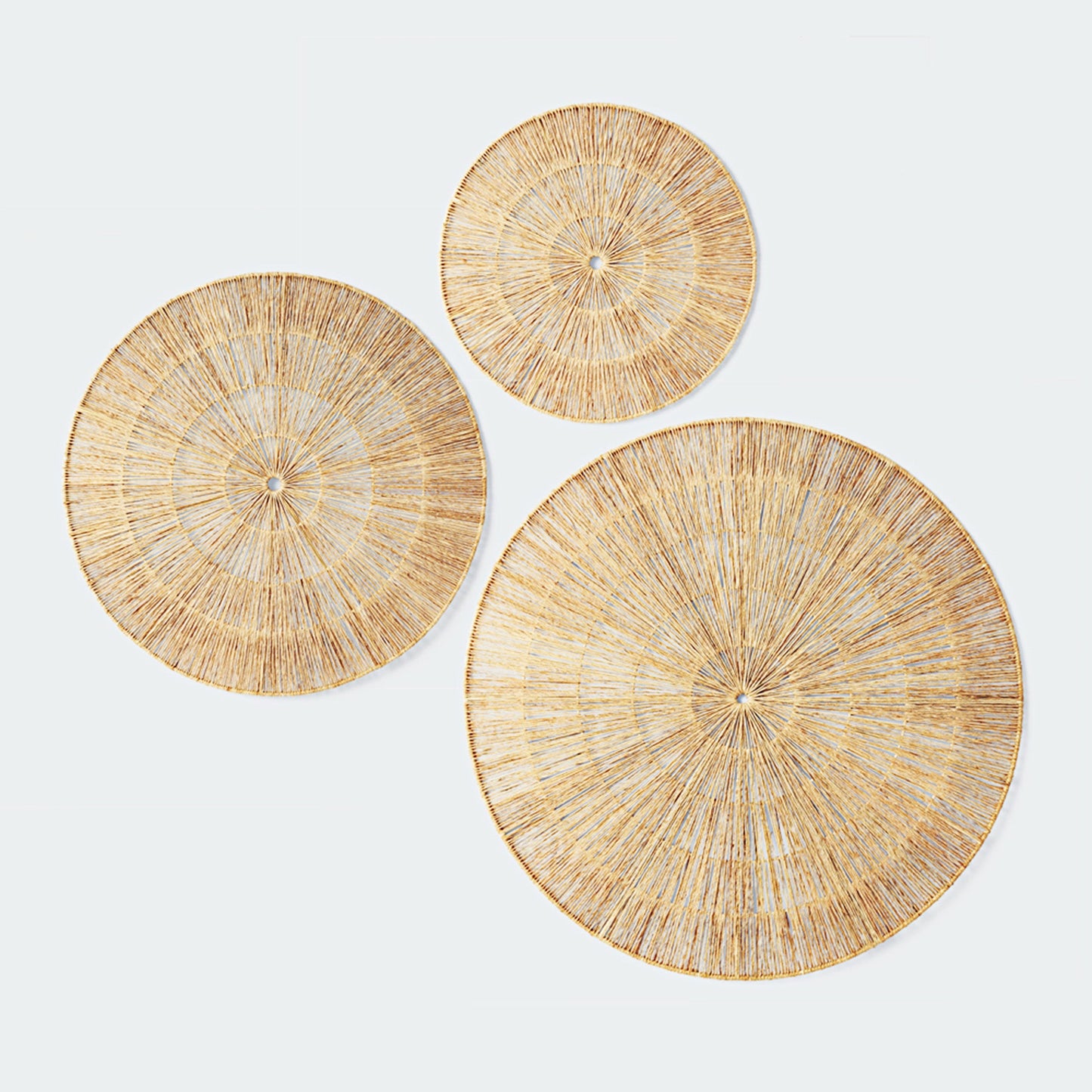 Sunburst Round Jute Wall Basket Decor Set