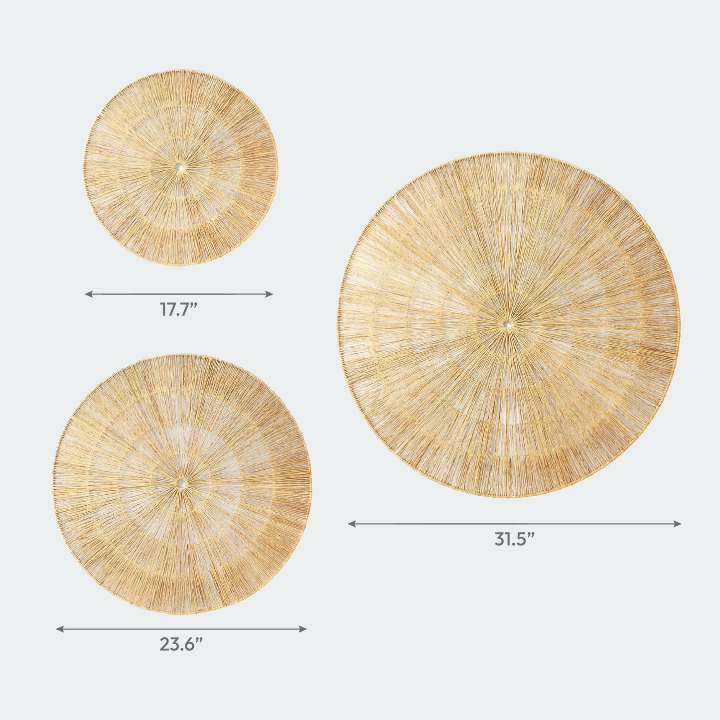 Sunburst Round Jute Wall Basket Decor Set