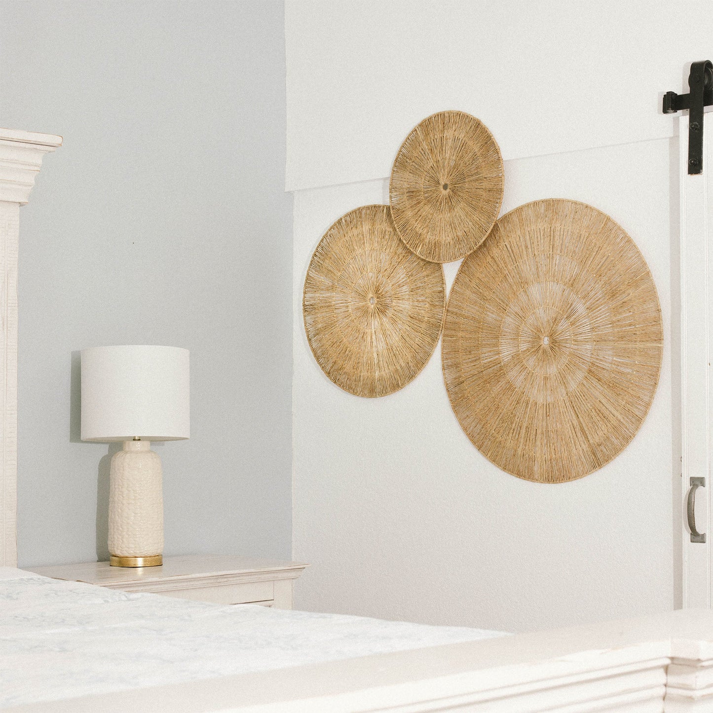 Sunburst Round Jute Wall Basket Decor Set