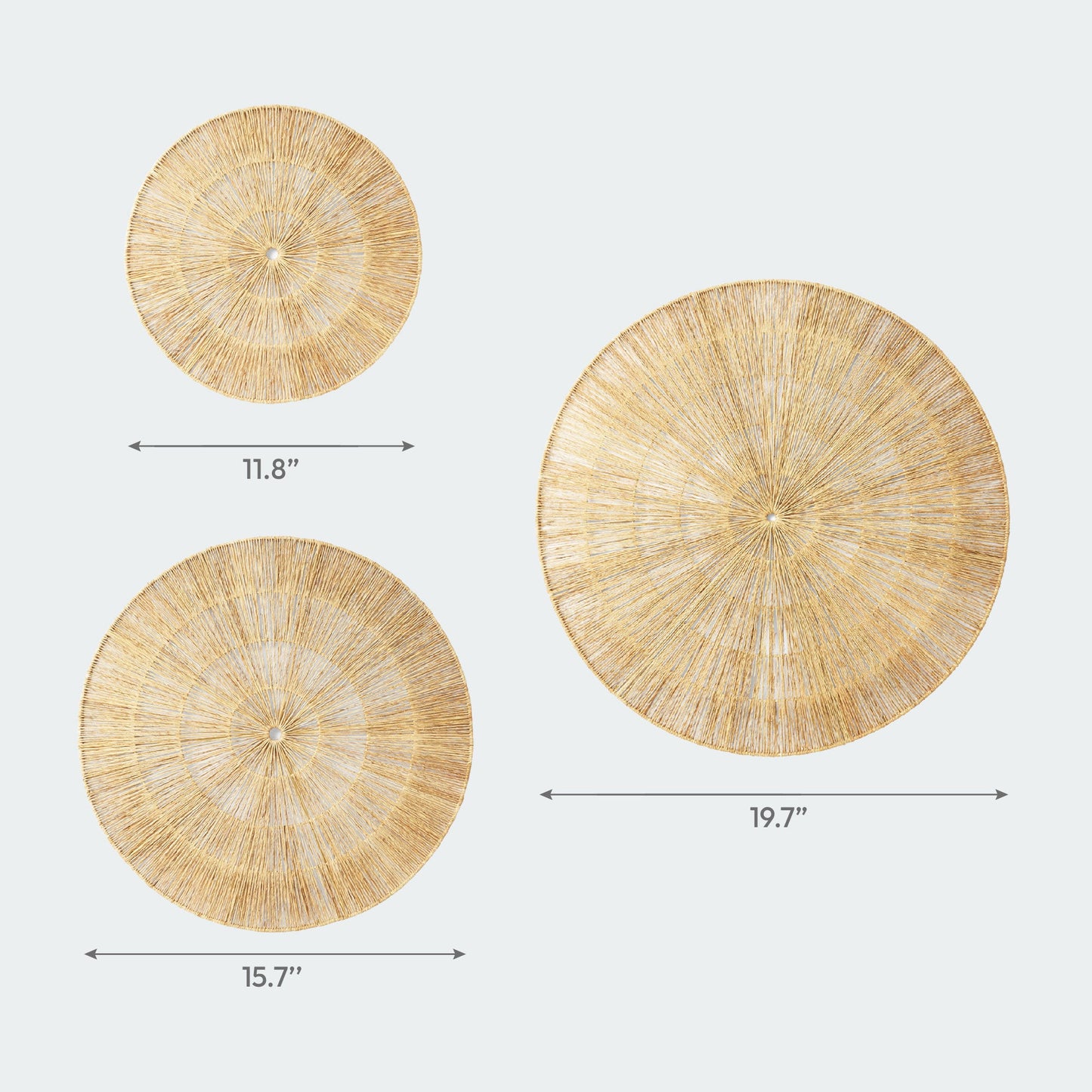 Sunburst Round Jute Wall Basket Decor Set