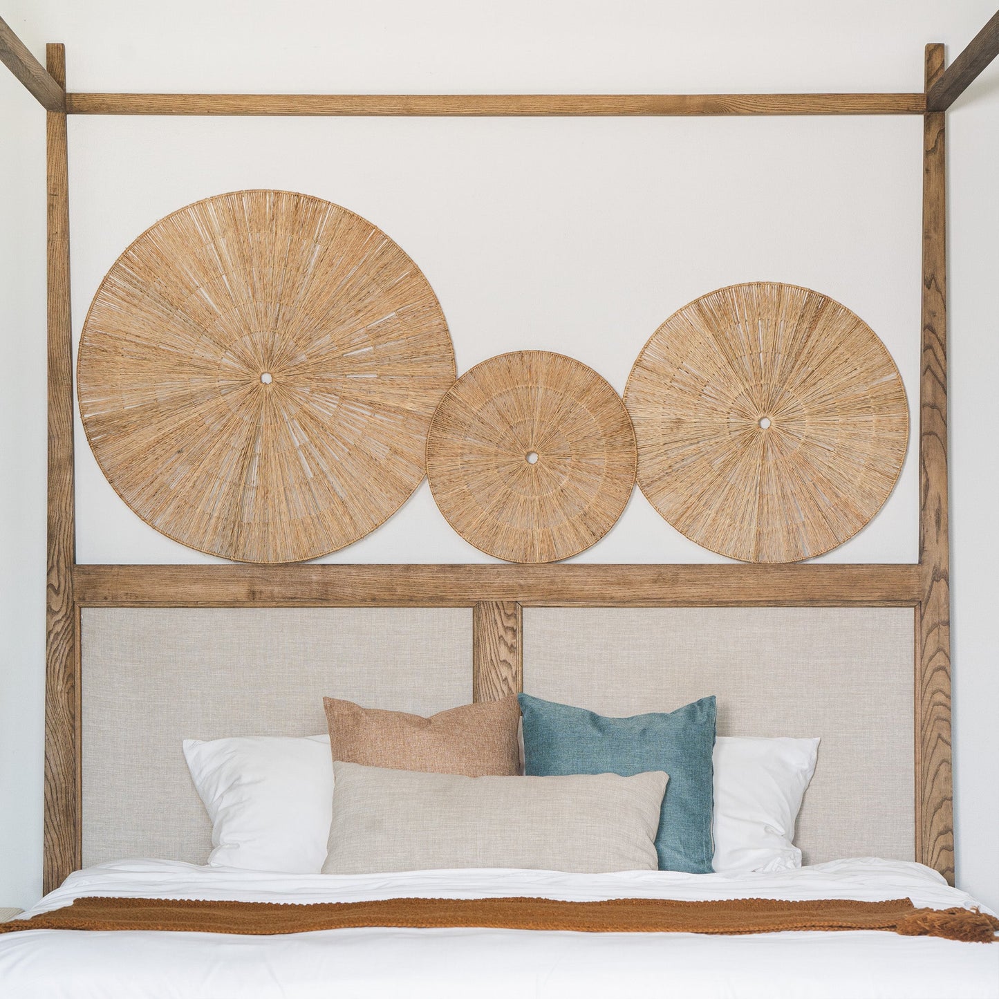 Sunburst Round Jute Wall Basket Decor Set
