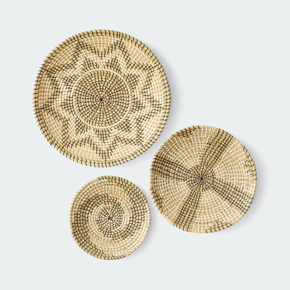 Minimalist Natural Woven Seagrass Wall Basket Decor, Extra Large Set