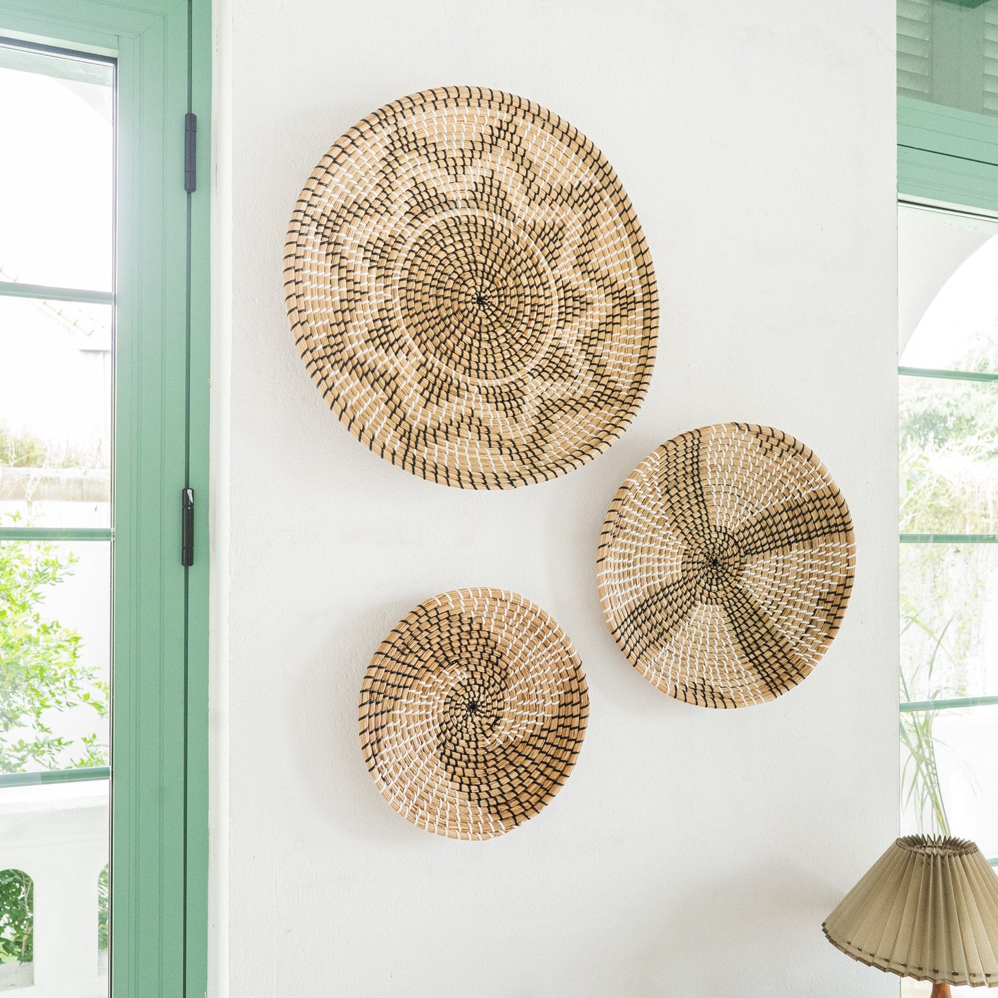 Minimalist Natural Woven Seagrass Wall Basket Decor, Extra Large Set