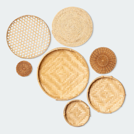 Textural Contrast Circular Wall Basket Set of 7