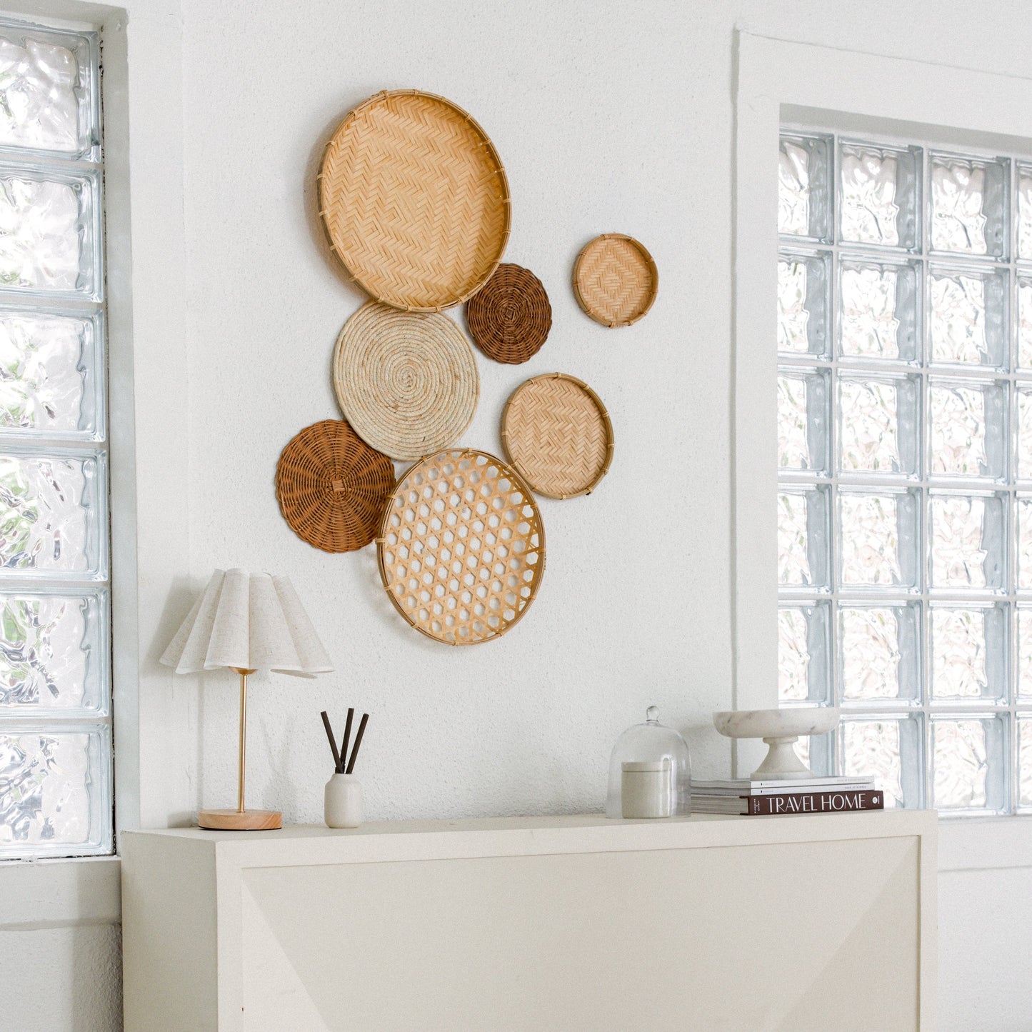 Textural Contrast Circular Wall Basket Set of 7