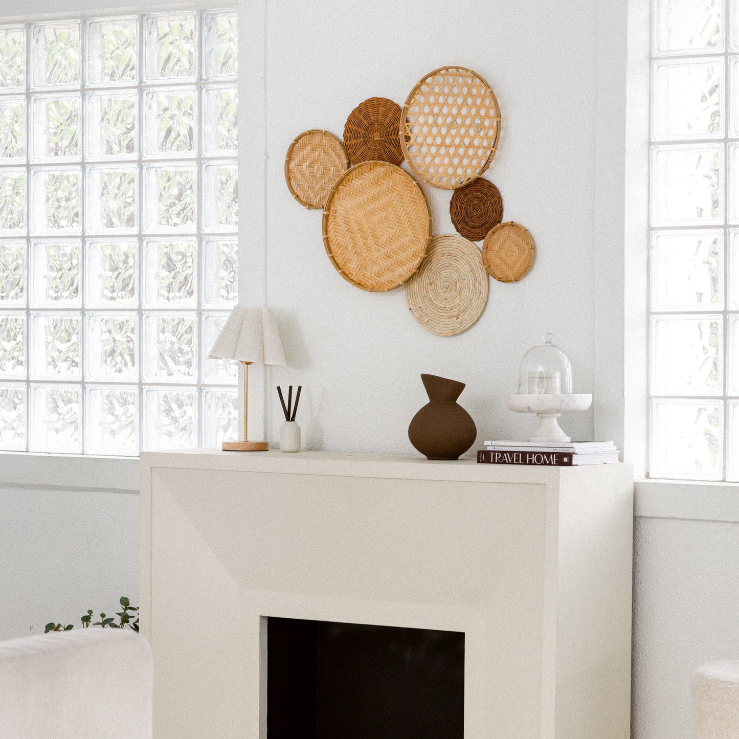 Textural Contrast Circular Wall Basket Set of 7