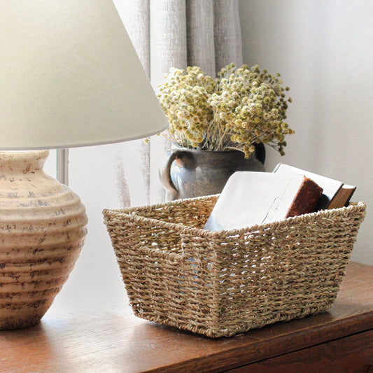 Twisted Rectangular Seagrass Wicker Basket